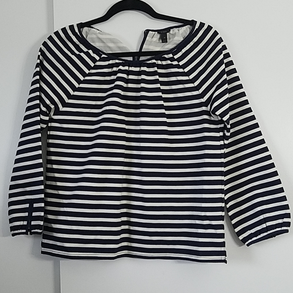 J. Crew Navy and Cream Striped Blouse